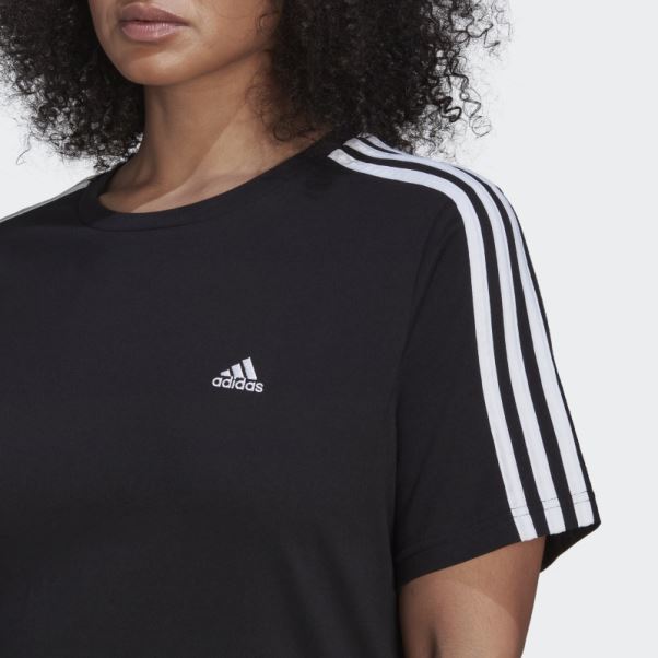 Tee Shirt Essentials Slim 3 Bandes (taille Plus) Adidas Noir