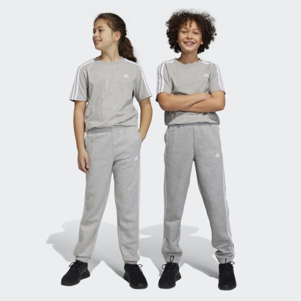 Pantalon Adidas Essentials 3-stripes Gris Moyen En Polaire