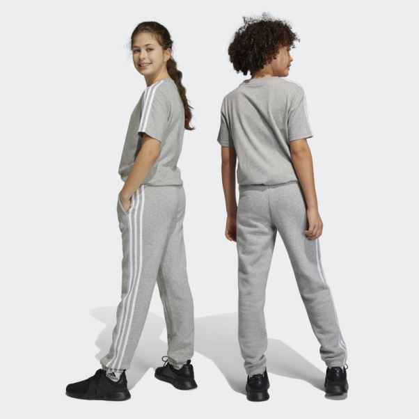 Pantalon Adidas Essentials 3-stripes Gris Moyen En Polaire