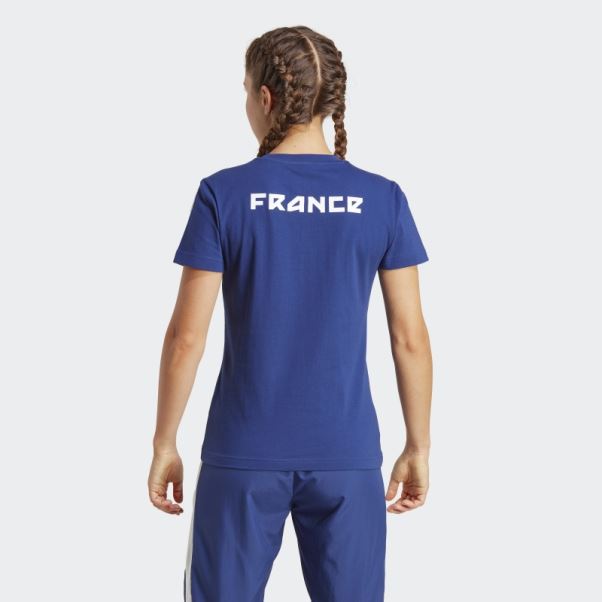 Adidas France Coton Graphique T-shirt Victoire Bleu