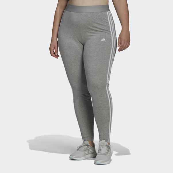 Adidas Essentials 3-stripes Legging (grande Taille) Gris Moyen