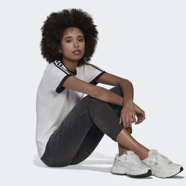 Adicolor Classics T-shirt Slim à 3 Bandes Adidas Blanc