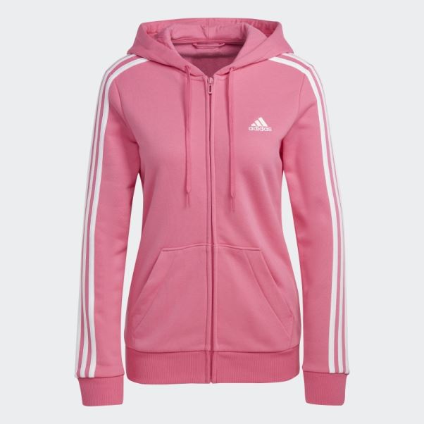 Sweat à Capuche Zippé à 3 Bandes En Polaire Adidas Essentials Magenta