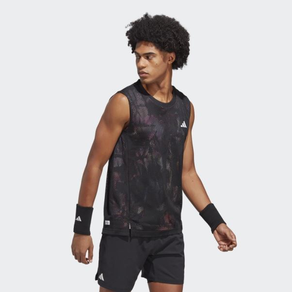 Adidas Melbourne Tennis T-shirt Sans Manches Noir