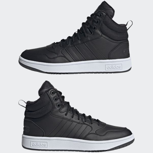 Adidas Hoops 3.0 Mid Lifestyle Basketball Classique Fourrure Doublure Hiver Chaussures Noir