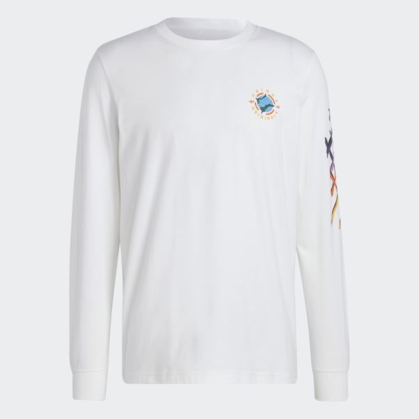 T-shirt Blanc à Manches Longues Adidas Wander Hour