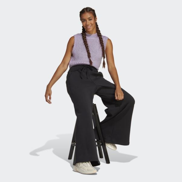 Pantalon Large En Polaire Lounge Adidas Noir