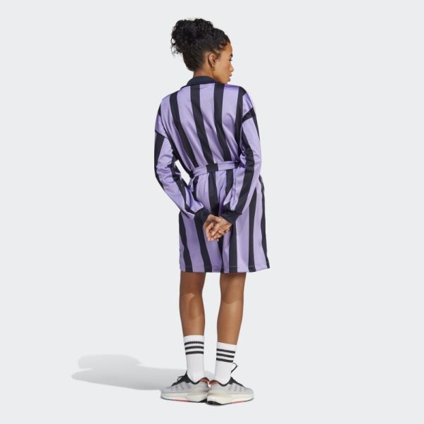 Robe Violette En Jersey Jacquard Adidas