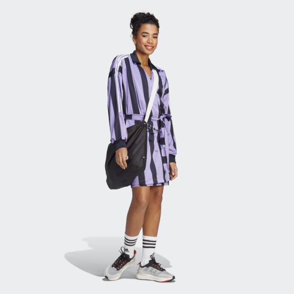 Robe Violette En Jersey Jacquard Adidas