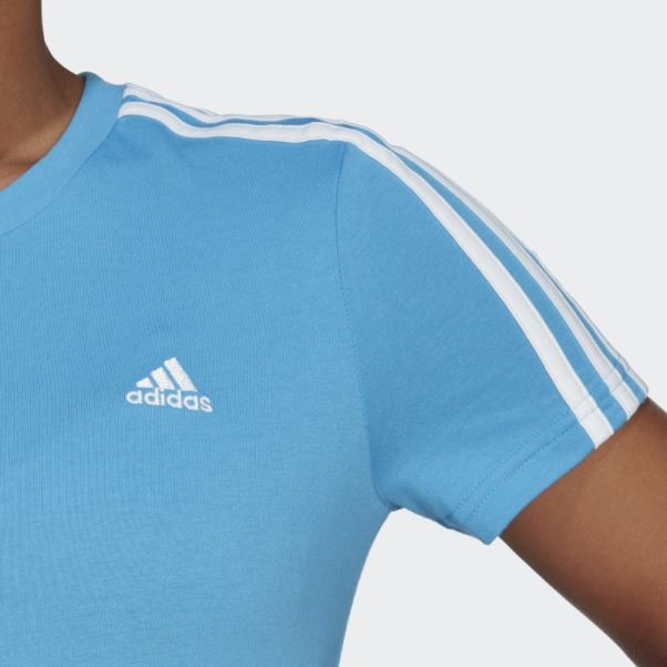 Tee Shirt Essentials Slim 3 Bandes Bleu Adidas