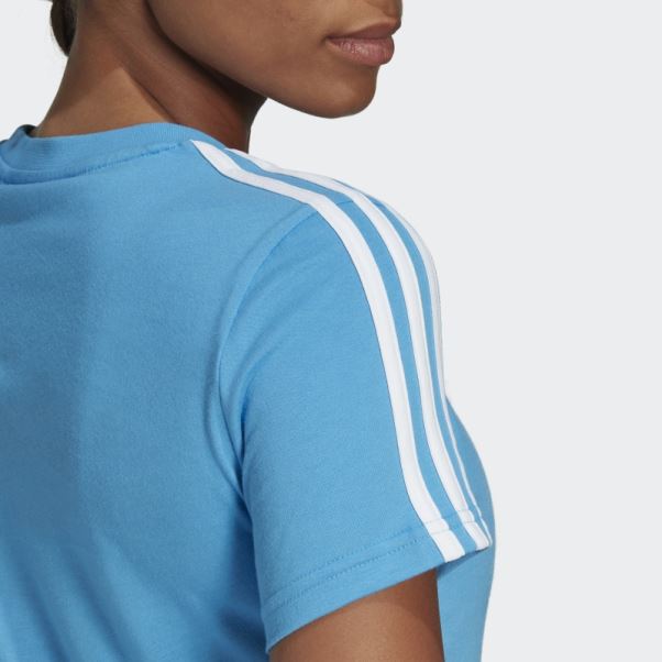 Tee Shirt Essentials Slim 3 Bandes Bleu Adidas