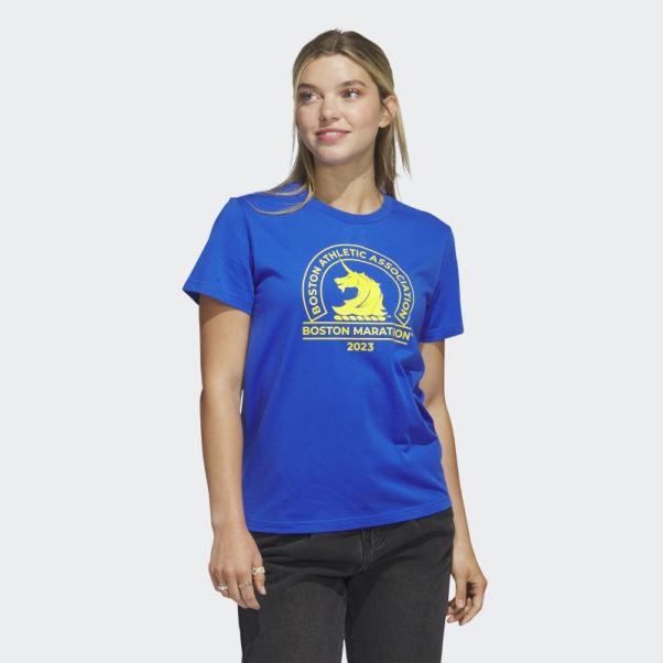 T-shirt Logo Boston Marathon 2023 Bleu Adidas
