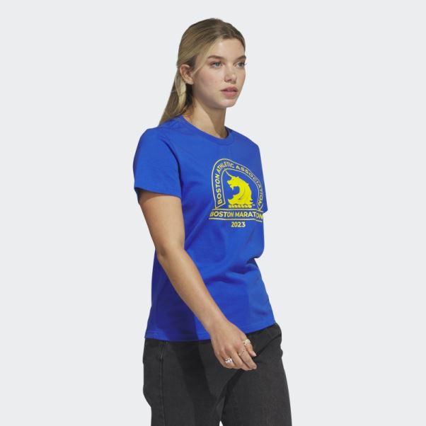 T-shirt Logo Boston Marathon 2023 Bleu Adidas
