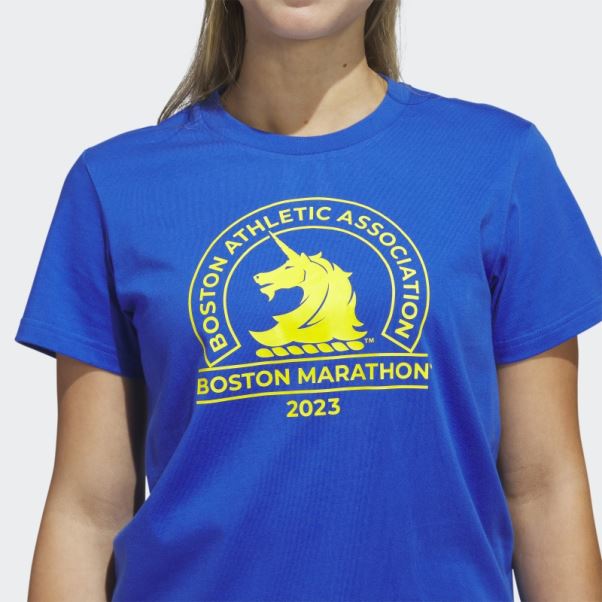 T-shirt Logo Boston Marathon 2023 Bleu Adidas