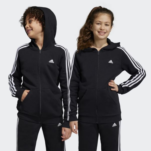 Adidas Essentials 3-stripes Fleece Full-zip Hoodie Blanc