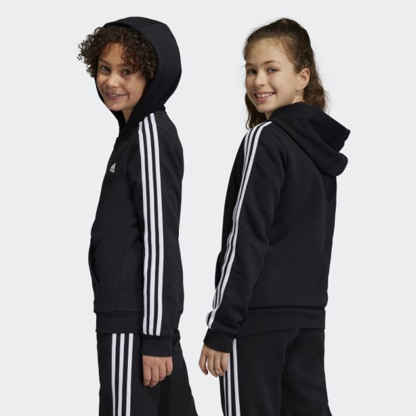Adidas Essentials 3-stripes Fleece Full-zip Hoodie Blanc