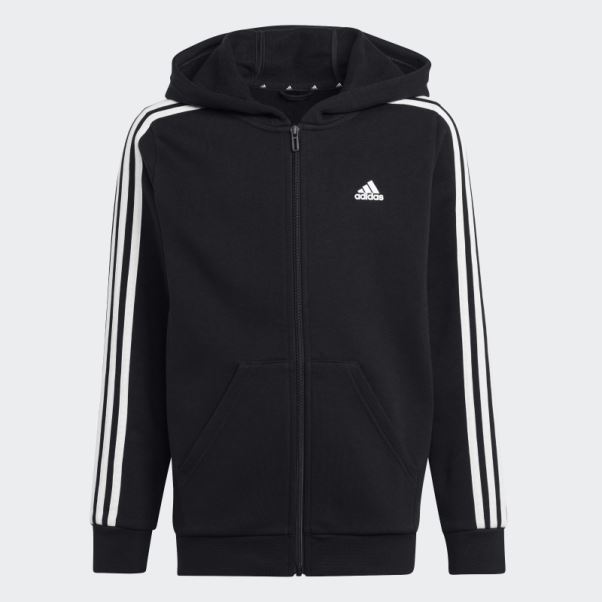 Adidas Essentials 3-stripes Fleece Full-zip Hoodie Blanc