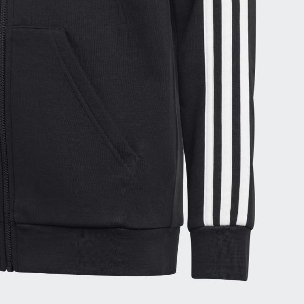 Adidas Essentials 3-stripes Fleece Full-zip Hoodie Blanc