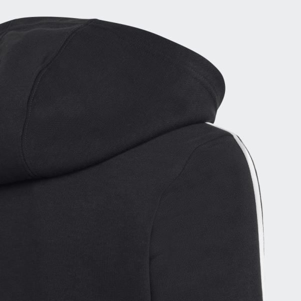 Adidas Essentials 3-stripes Fleece Full-zip Hoodie Blanc