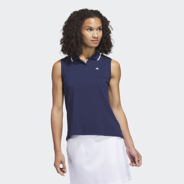 Polo De Golf Sans Manches Adidas Go-to Piqué Bleu Marine