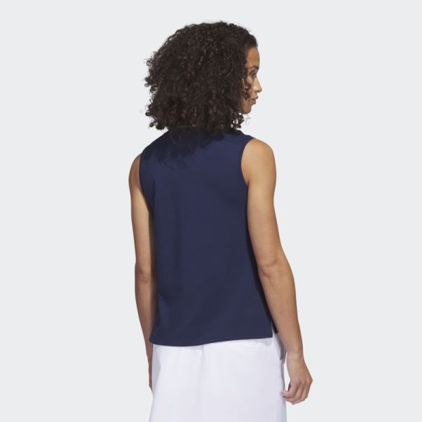 Polo De Golf Sans Manches Adidas Go-to Piqué Bleu Marine