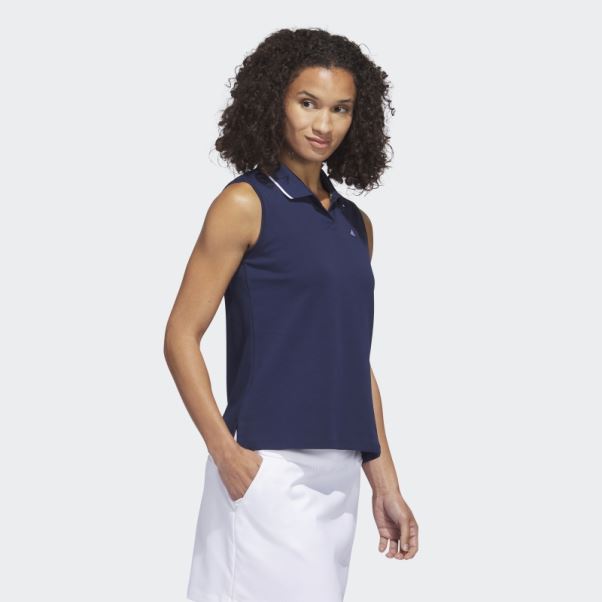 Polo De Golf Sans Manches Adidas Go-to Piqué Bleu Marine