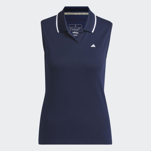 Polo De Golf Sans Manches Adidas Go-to Piqué Bleu Marine