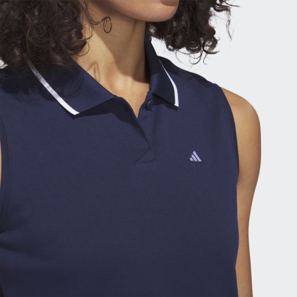Polo De Golf Sans Manches Adidas Go-to Piqué Bleu Marine