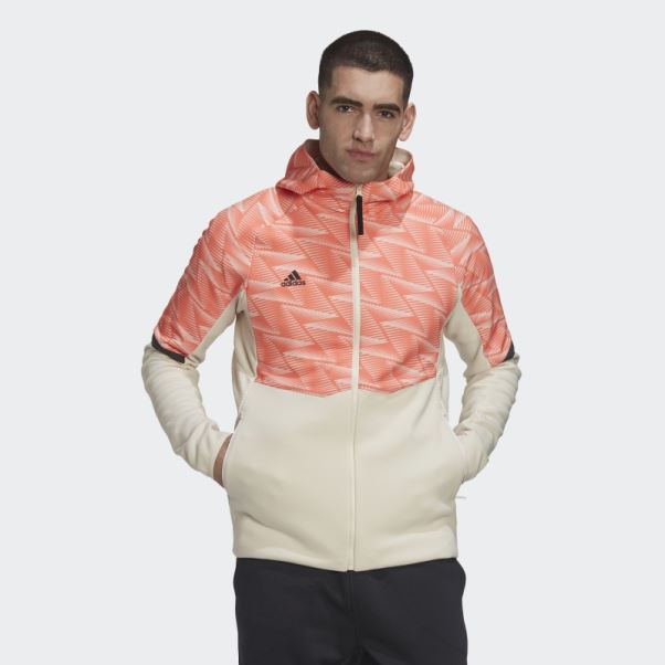 Adidas Sweat à Capuche Entièrement Zippé Conçu Pour Gameday Blanc