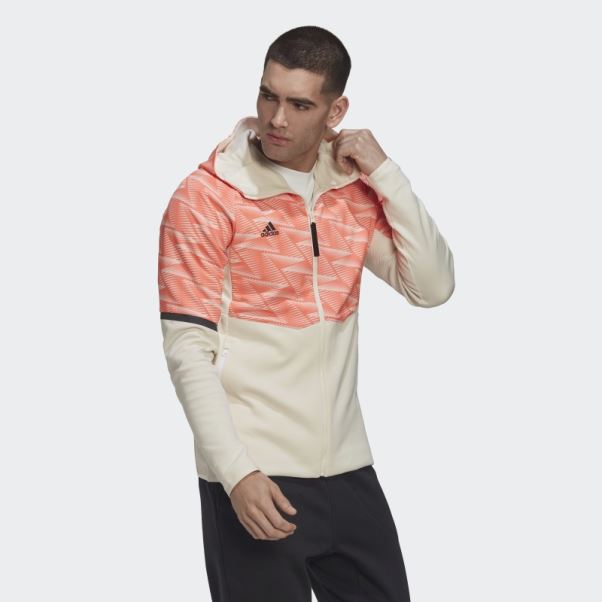 Adidas Sweat à Capuche Entièrement Zippé Conçu Pour Gameday Blanc