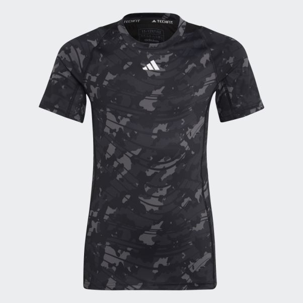 Adidas Aeroready Techfit T-shirt Imprimé Camouflage Gris
