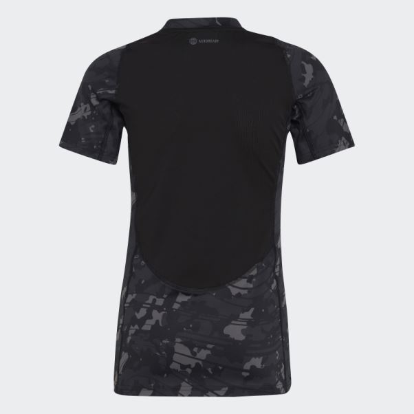 Adidas Aeroready Techfit T-shirt Imprimé Camouflage Gris