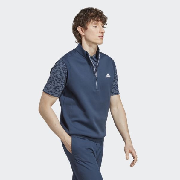 Gilet Authentique 1/4 Zip Adidas Bleu Marine