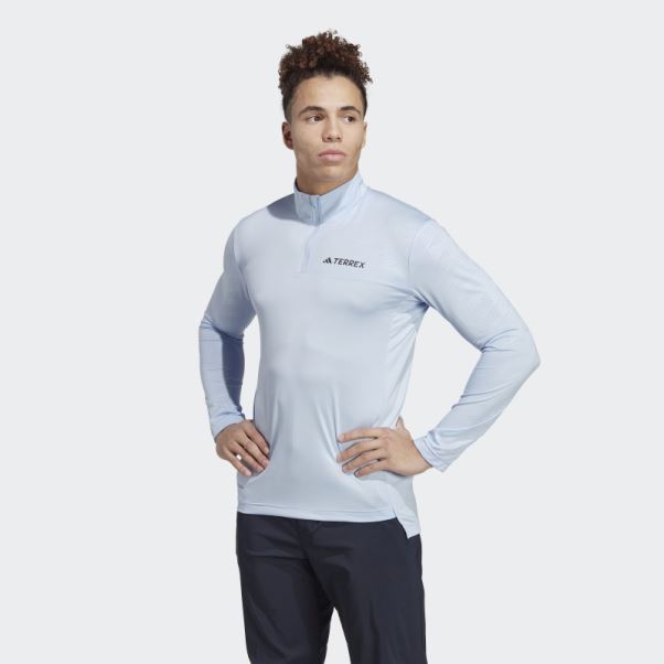 Adidas Bleu Terrex Multi Demi-zip Manches Longues Top