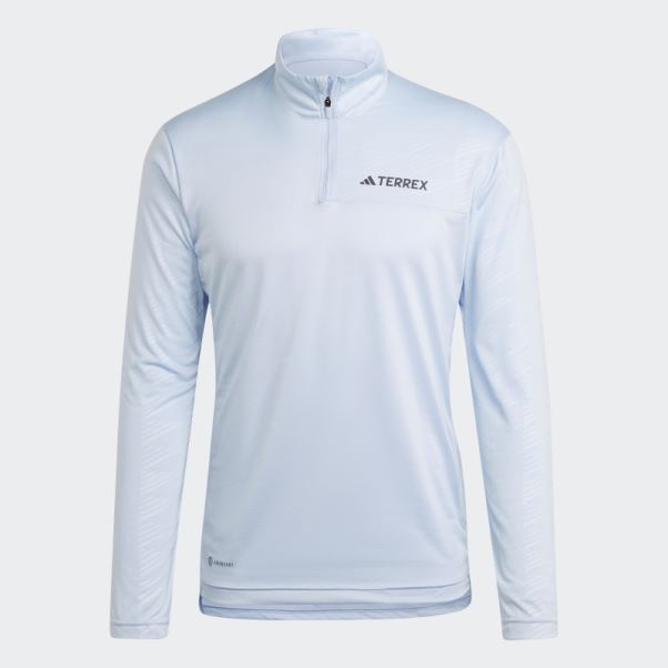 Adidas Bleu Terrex Multi Demi-zip Manches Longues Top