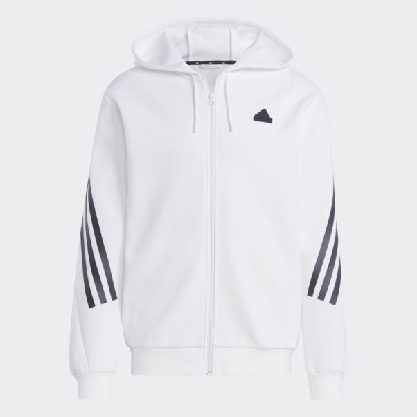 Sweat à Capuche Zippé à 3 Bandes Adidas Future Icons Blanc élégant