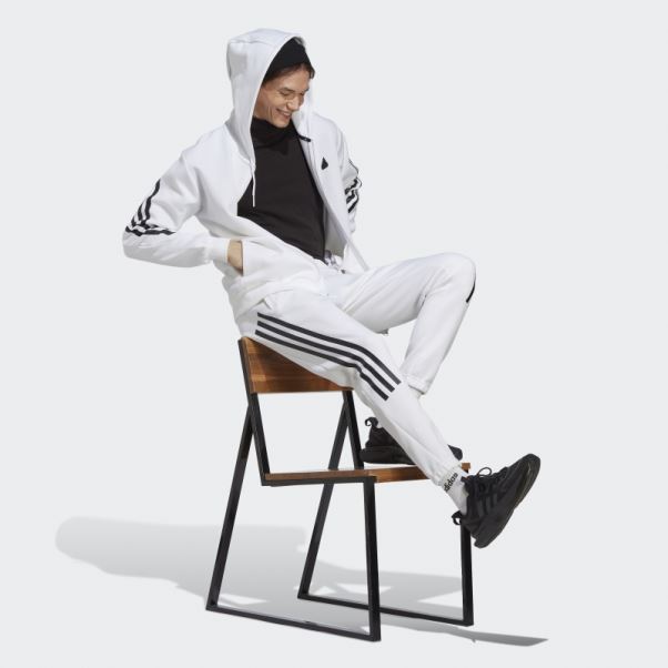 Sweat à Capuche Zippé à 3 Bandes Adidas Future Icons Blanc Chaud