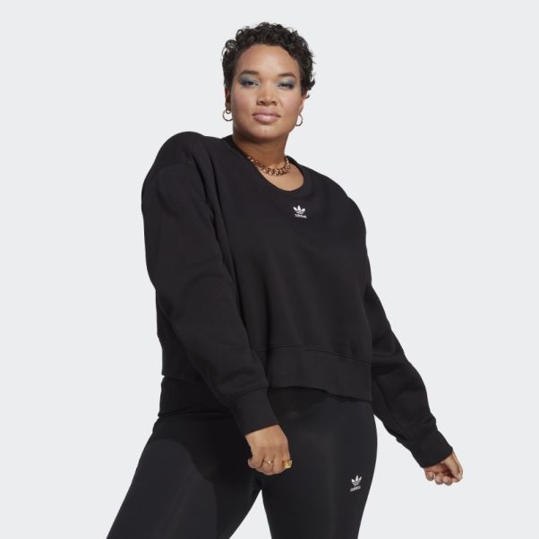 Sweat Adicolor Essentials Crew Noir (grande Taille) Adidas