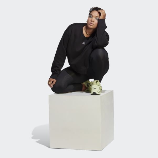 Sweat Adicolor Essentials Crew Noir (grande Taille) Adidas