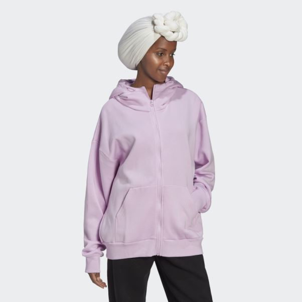 Adidas Studio Lounge Fleece Full-zip Hoodie Lilas