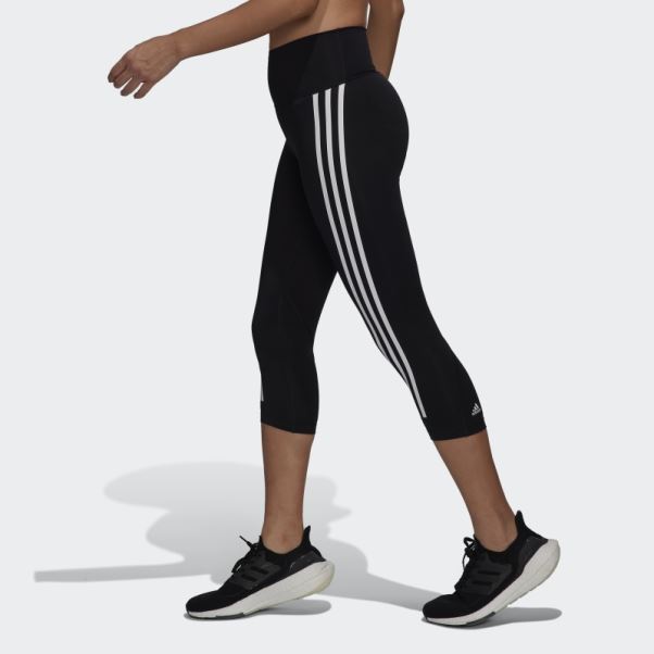Adidas Optime Trainicons Collant 3 Bandes 3/4 Noir