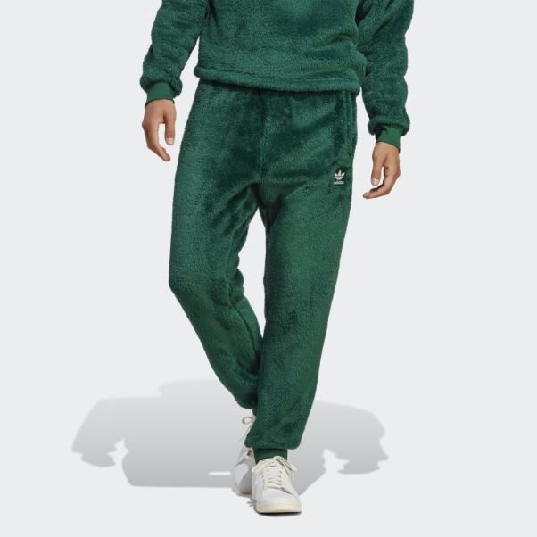 Pantalon De Survêtement Adidas Essentials+ Fluffy Fleece Vert Foncé