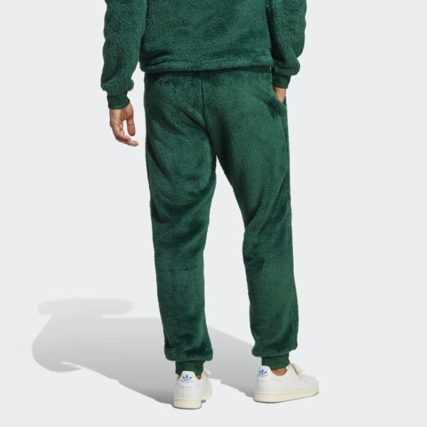 Pantalon De Survêtement Adidas Essentials+ Fluffy Fleece Vert Foncé
