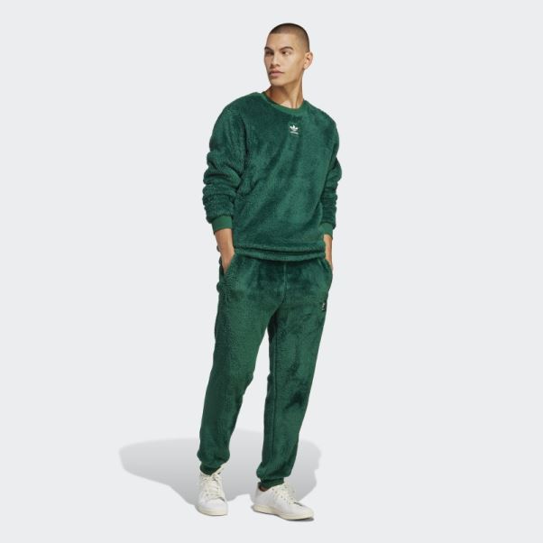 Pantalon De Survêtement Adidas Essentials+ Fluffy Fleece Vert Foncé