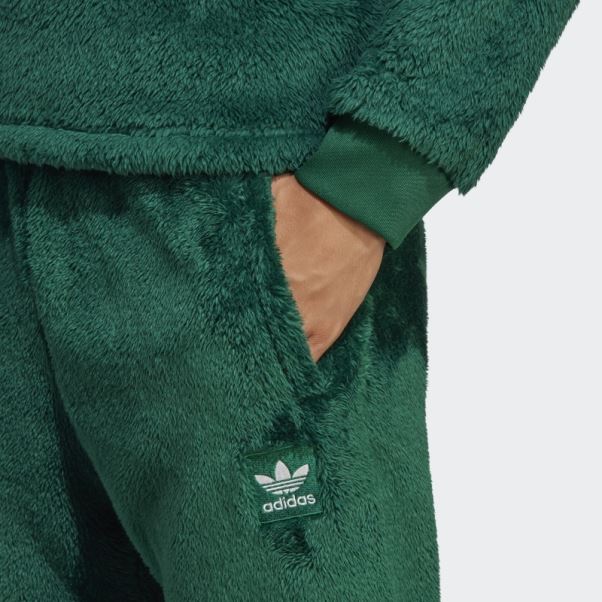 Pantalon De Survêtement Adidas Essentials+ Fluffy Fleece Vert Foncé