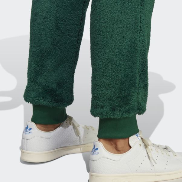 Pantalon De Survêtement Adidas Essentials+ Fluffy Fleece Vert Foncé