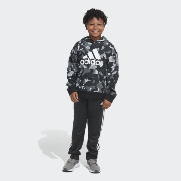 Sweat à Capuche Noir Adidas Camo Allover Print (taille Allongée)