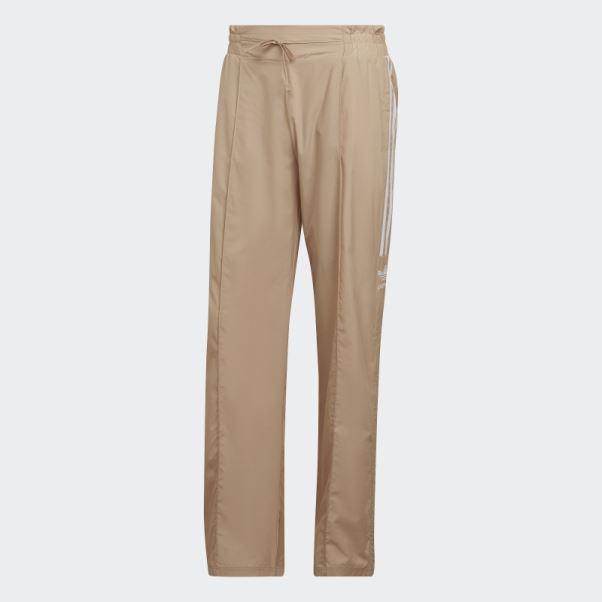 Adidas Pantalon Taille Haute Froncé à 3 Bandes Beige