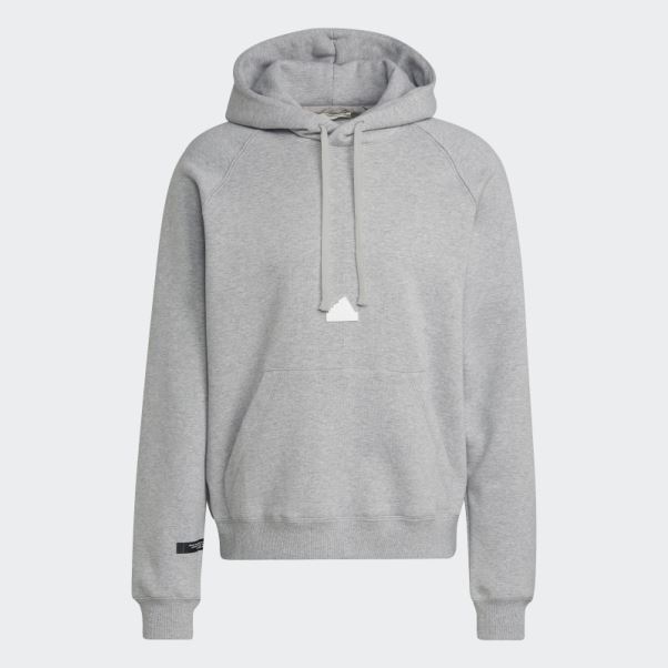 Sweat à Capuche Polaire Adidas Gris Moyen