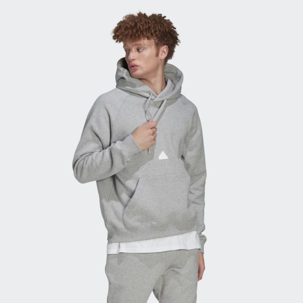 Sweat à Capuche Adidas Gris Moyen